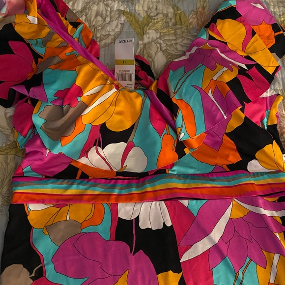 Trina Turk multicolored Gemini ruffle swimsuit size 14 - Picture 7 of 7